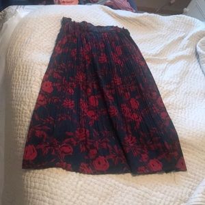 Floral Red and Blue MIDI Skirt